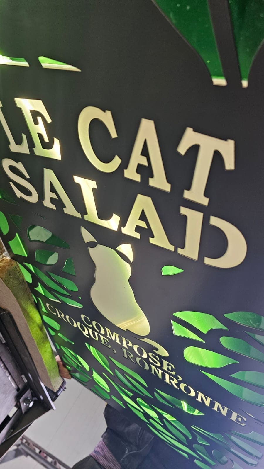 Enseigne « Le Cat Salade » : éclairage